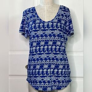 LOFT Bohemian blue and white patterned  t-shirt Made in India - M